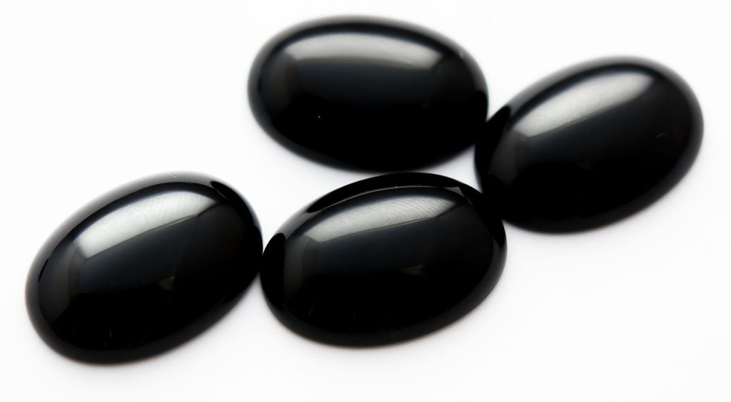 1 Hochwertiger, pechschwarzer Onyx Cabochons, 14 x 10 mm Produktbild 