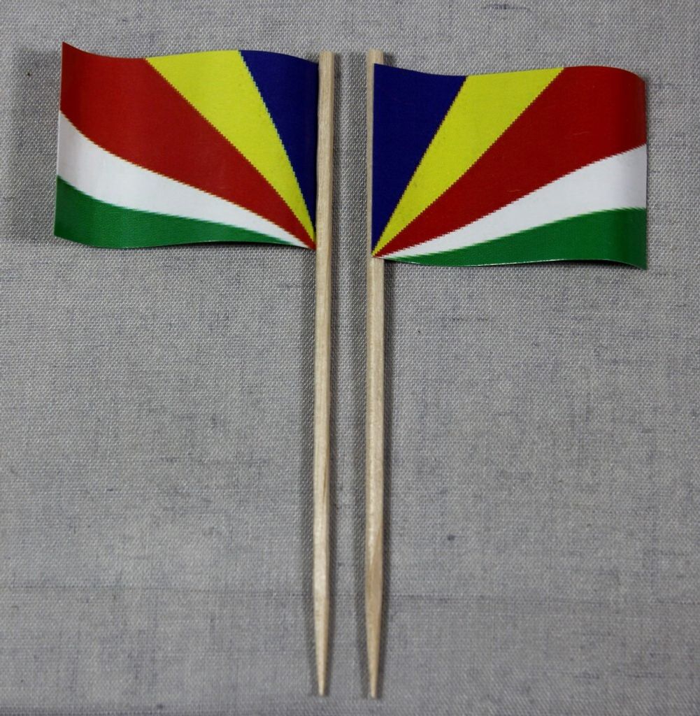 Party-Picker Flagge Seychellen Papierfähnchen in Spitzenqualität 25 Stück Beutel