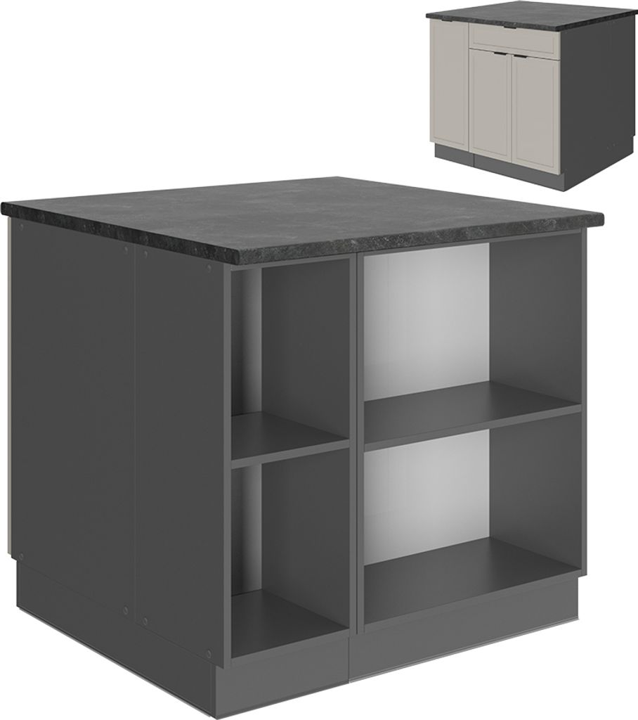 Kücheninsel Vicco Fame-Line GrauBeige 90 cm mit Schublade, ohne Arbeitsplatte, Model 50474