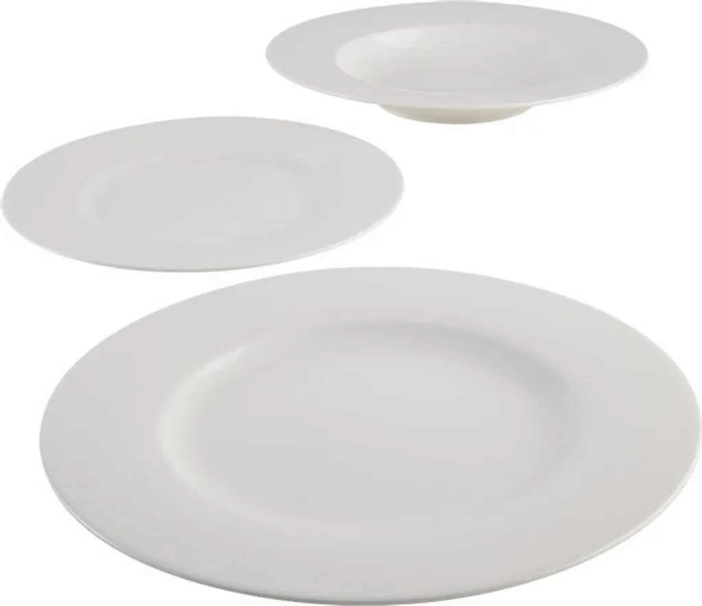 Service de vaisselle complet 12 pièces en porcelaine blanche Basic White