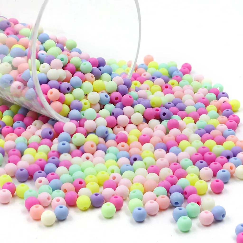 Perles pour bracelets en acrylique 6 mm - Pack de 1500 perles multicolores