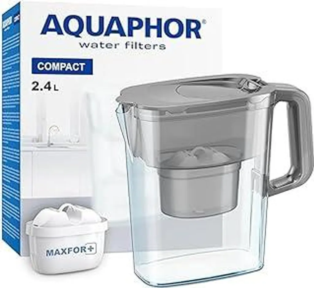 AQUAPHOR Compact Grigio: Caraffa Filtrante Salvaspazio con Maxfor+