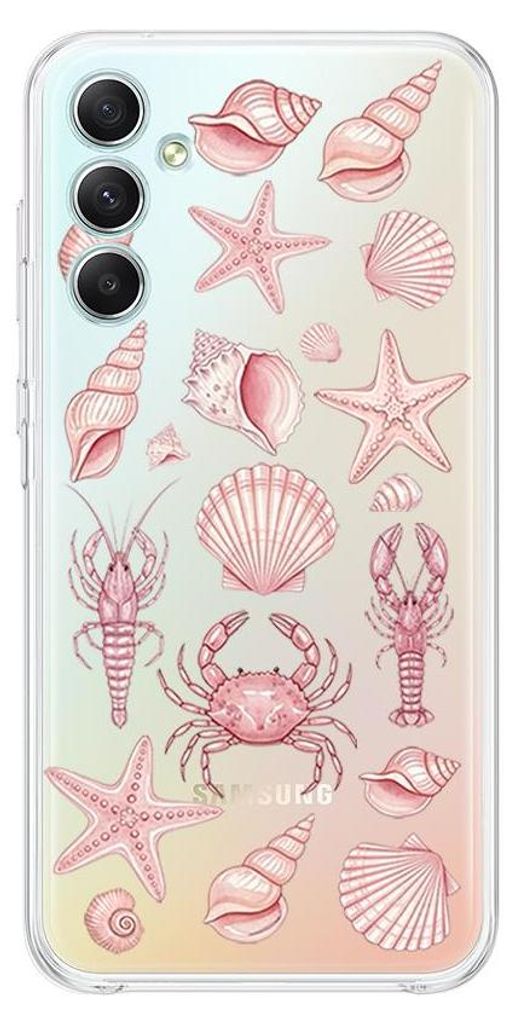 Flexible Hülle für das Samsung Galaxy A34, Kameraschutz, TPU Silikon transparent, Muscheln und Meeresfrüchte