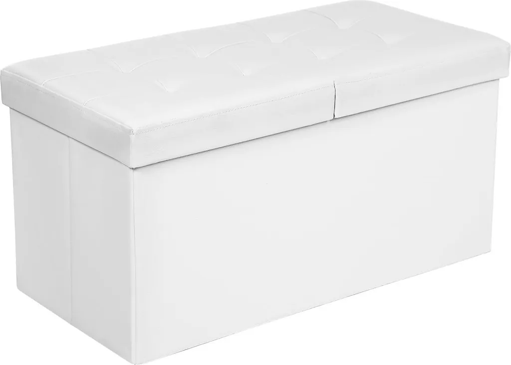 Gagnez de la place avec ce banc blanc 76 cm à couvercle rabattable malin