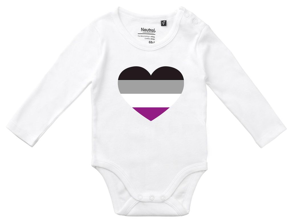 Huuraa Baby Body Asexuelle Pride Flagge LGBTQ Herz 74 White Baumwolle Fairtrade Langarmbody Geschenkidee