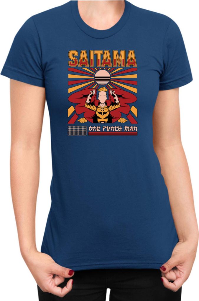 Damen T-Shirt Manga Japan Anime Comics Animation One manga Punch Anime Man 049, Lady XL / Dunkelblau