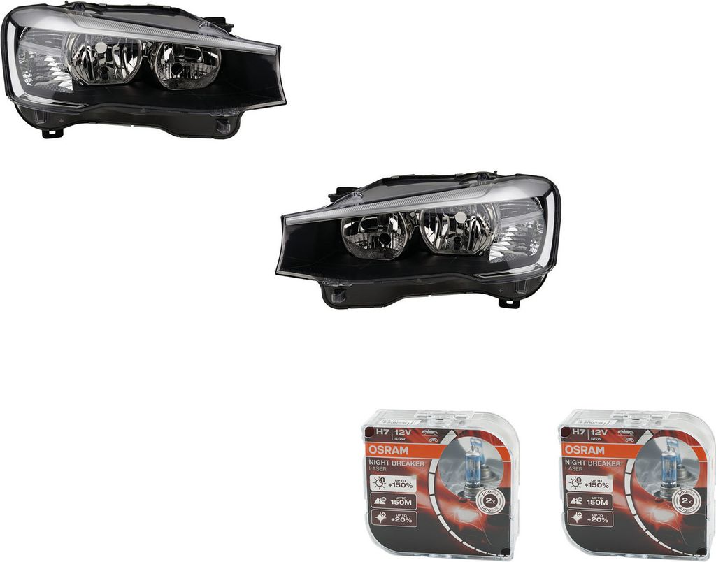 Johns, Scheinwerfer Osram Night Breaker Laser passend für BMW X3 F25 04/14- Set L R 63117334077 7334077 63117334078 7334078
