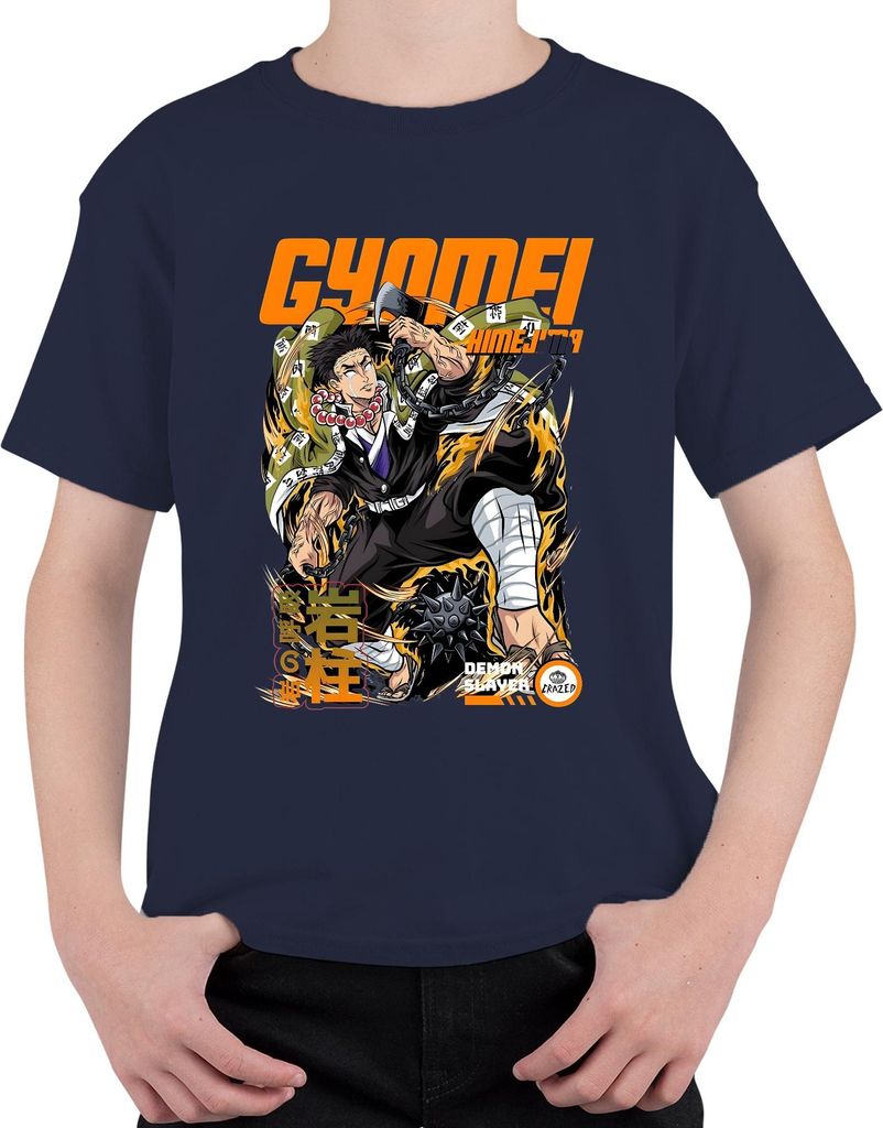 Gyomei Himejima Demon Slayer Hashira Anime Gebetsperlen Geschenk Uni Kinder T-Shirt, Navy, 116