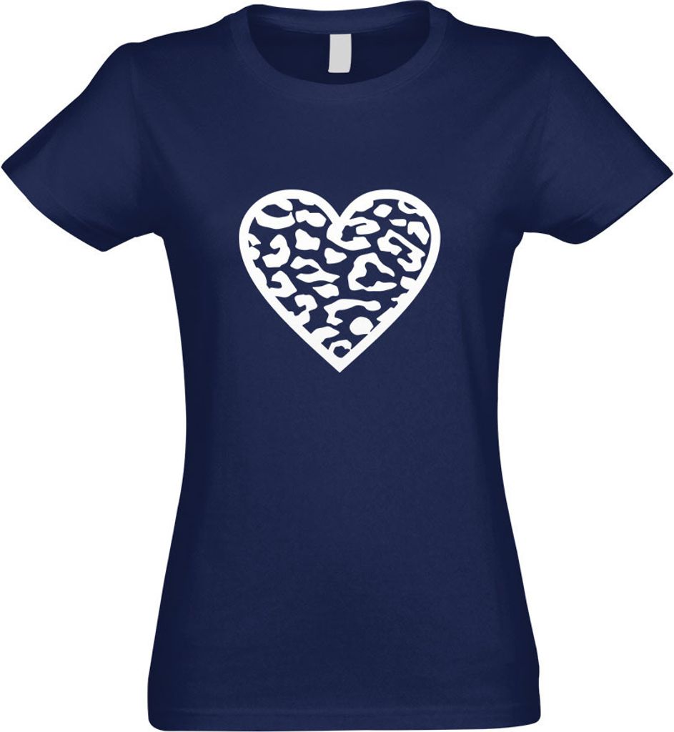 Kiwistar - T-Shirt tailliert - Damen - Navy - Leopard - mit Motiv Bedruckt - Funshirt Design - Sport - Freizeit - Damen - M