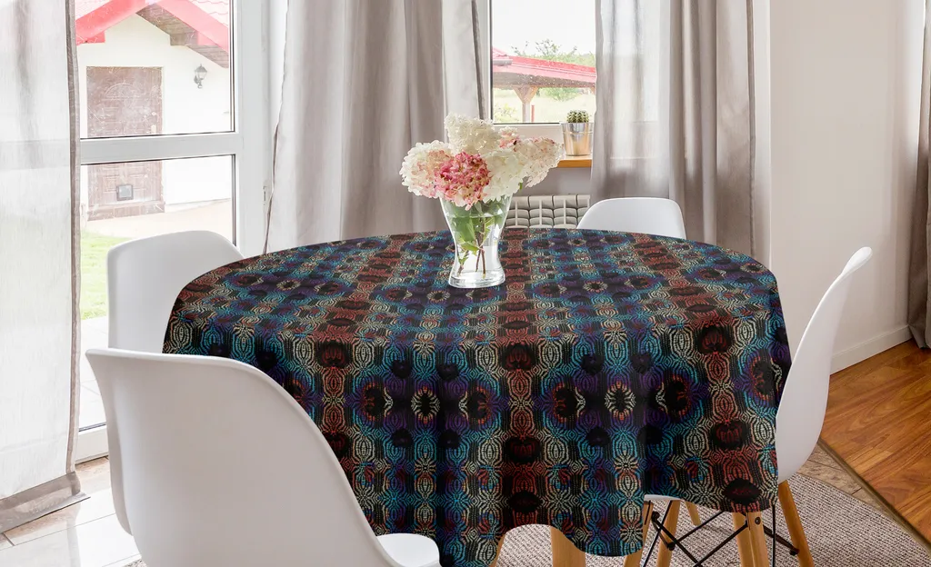 ABAKUHAUS Tovaglia Rotonda 150 cm Antimacchia - Colori Etnici