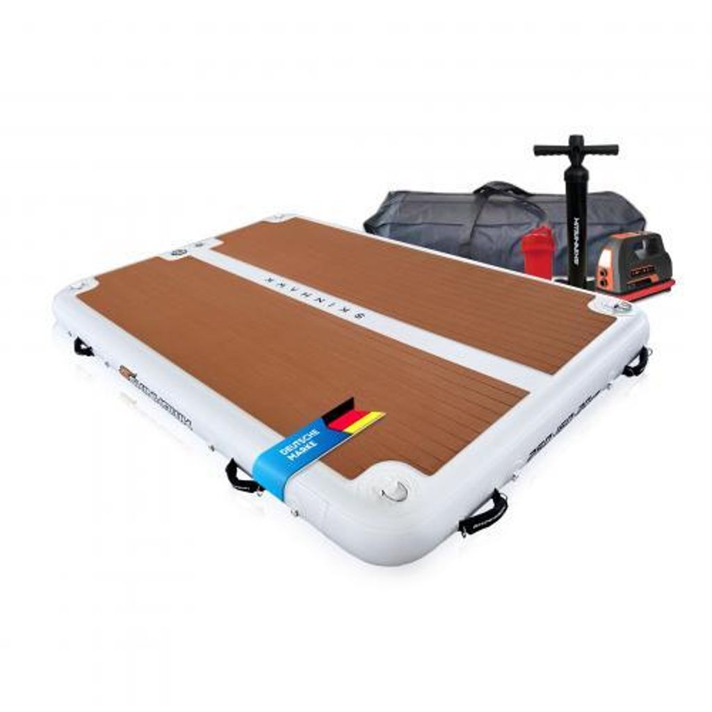 SKINHAWK BADEPLATTFORM AUFBLASBAR 250CM X 160CM X 20CM BELASTBARKEIT 410KG – Set mit elektrischer Pumpe