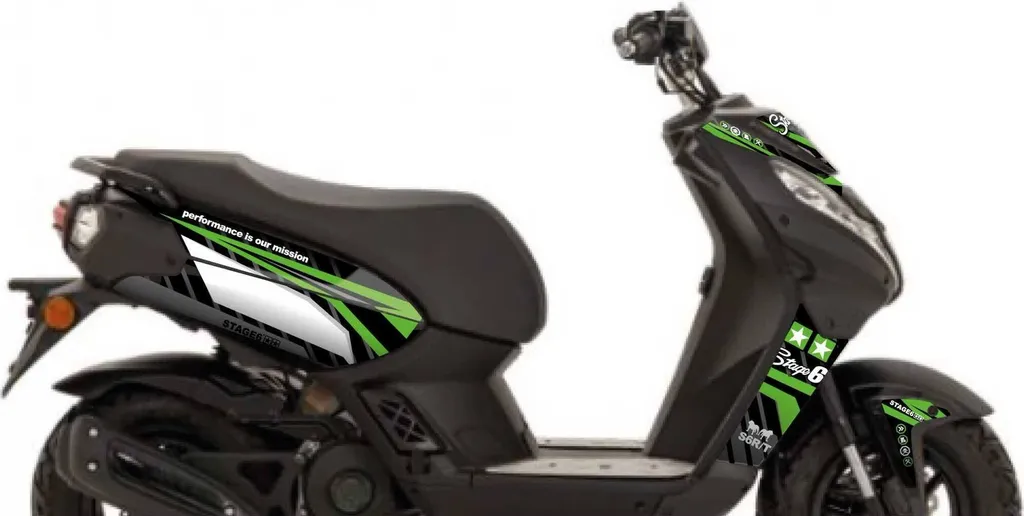 Rénover carénage Peugeot Streetzone rayé avec kit déco Stage6 Green