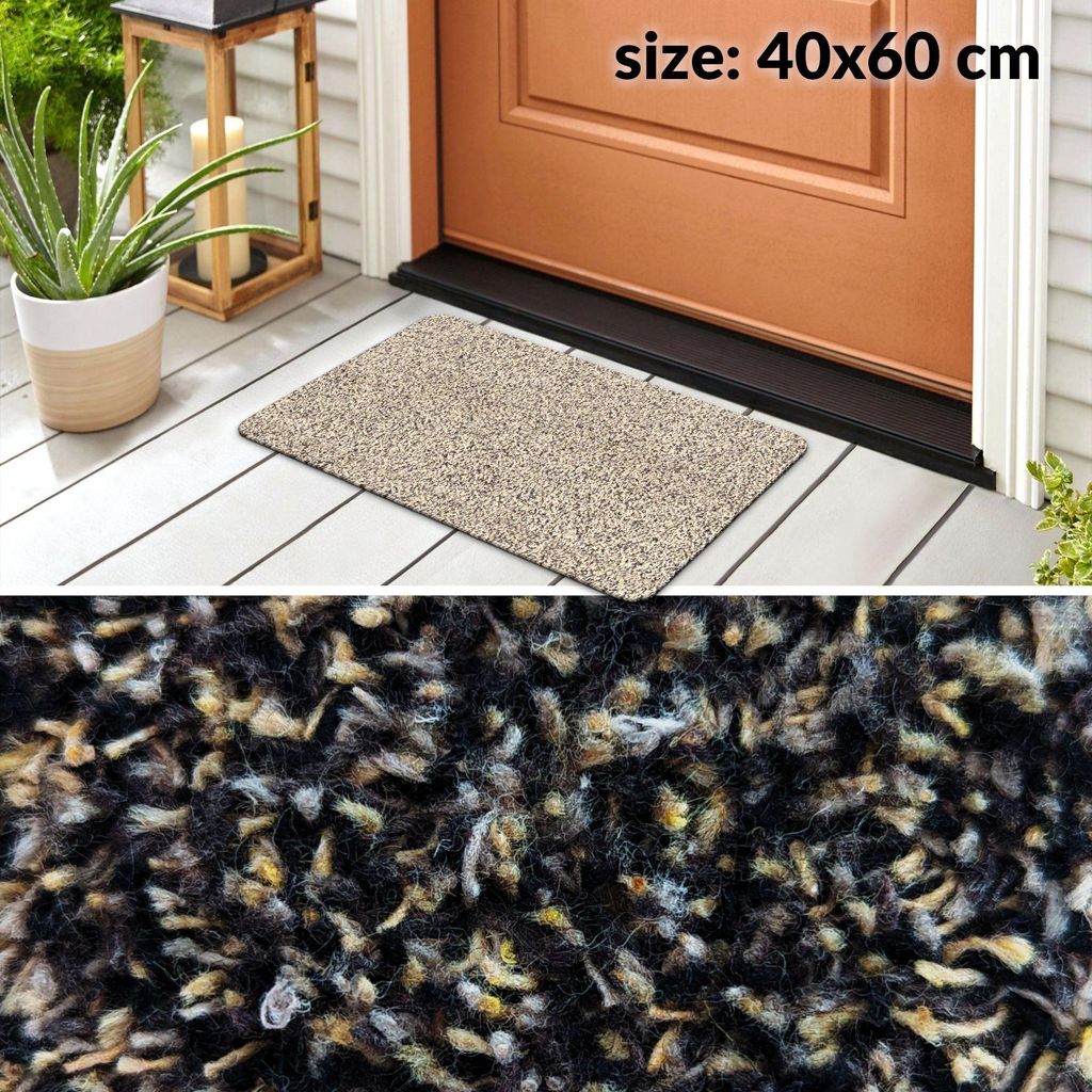 Fußmatte Türvorleger Bodenmatte Textil DOVER Tropfen Beige Robust Wasserabweisend Breite 40 cm Länge 60 cm