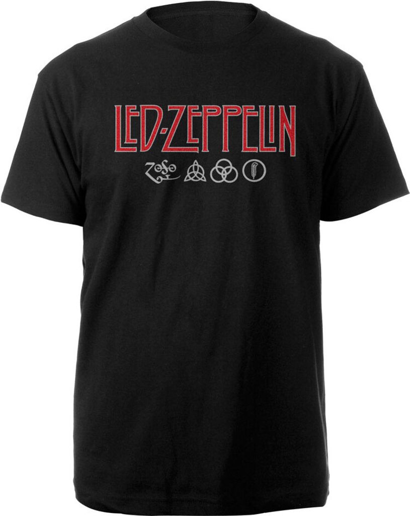 Led Zeppelin Logo & Symbols Black S T-Shirt