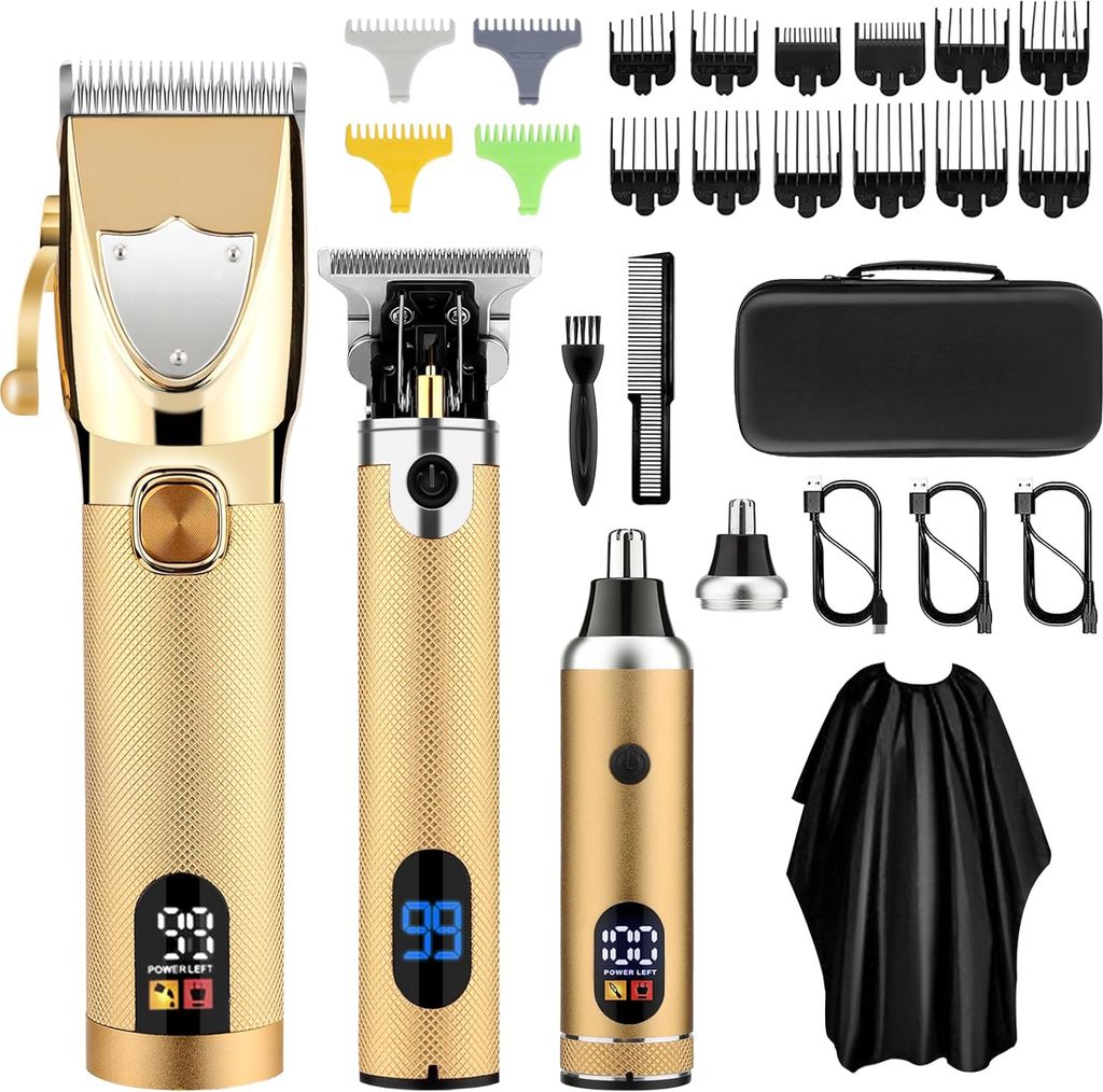 MODFU Professioneller Haarschneider, Elektrorasierer für Männer, 3-teiliges Set, wiederaufladbarer Haarschneider und Trimmer, Bartschneider, Haar...