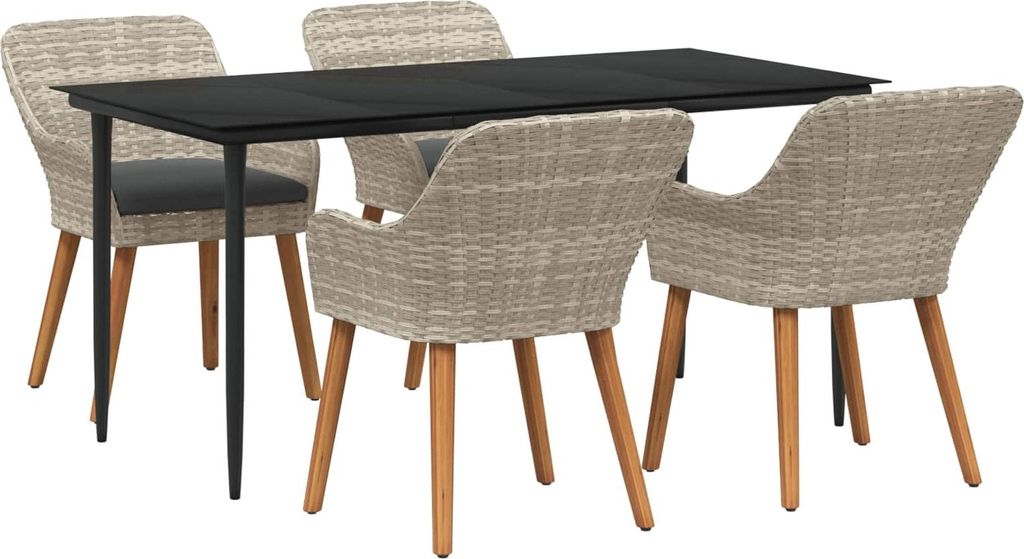 Maison Exclusive - Garten Essgruppe mit Kissen 5 pcs Hellgrau Poly-Rattan