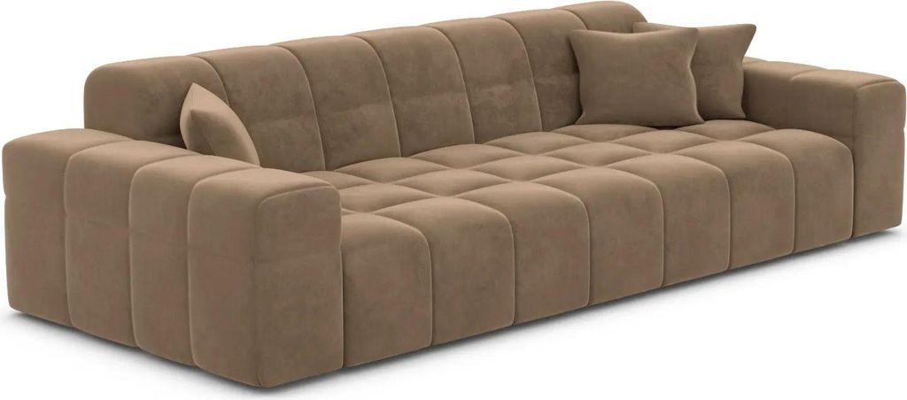 Samtstoff 3-Sitzer Couch Nivara Braun