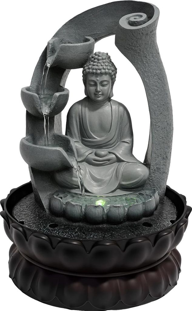 Fontaine, design Bouddha, éclairage LED, gris Image du produit 