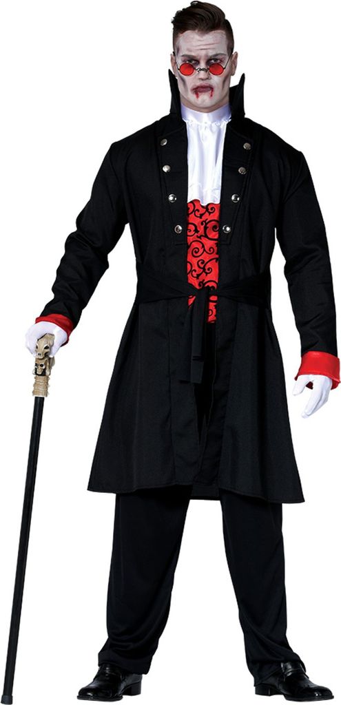 Vampir Graf Halloween Kostüm Mantel Hemd Gilet Hose Kragen Victorianer Unheimliche Verkleidung Gothic Eleganz Blutsauger Retro Nächte, Größe: 5...