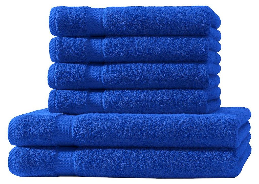 6 tlg. Handtuch Set - Royal Blau - 500g/m²  - 2 Duschtuch 4 Produktbild 