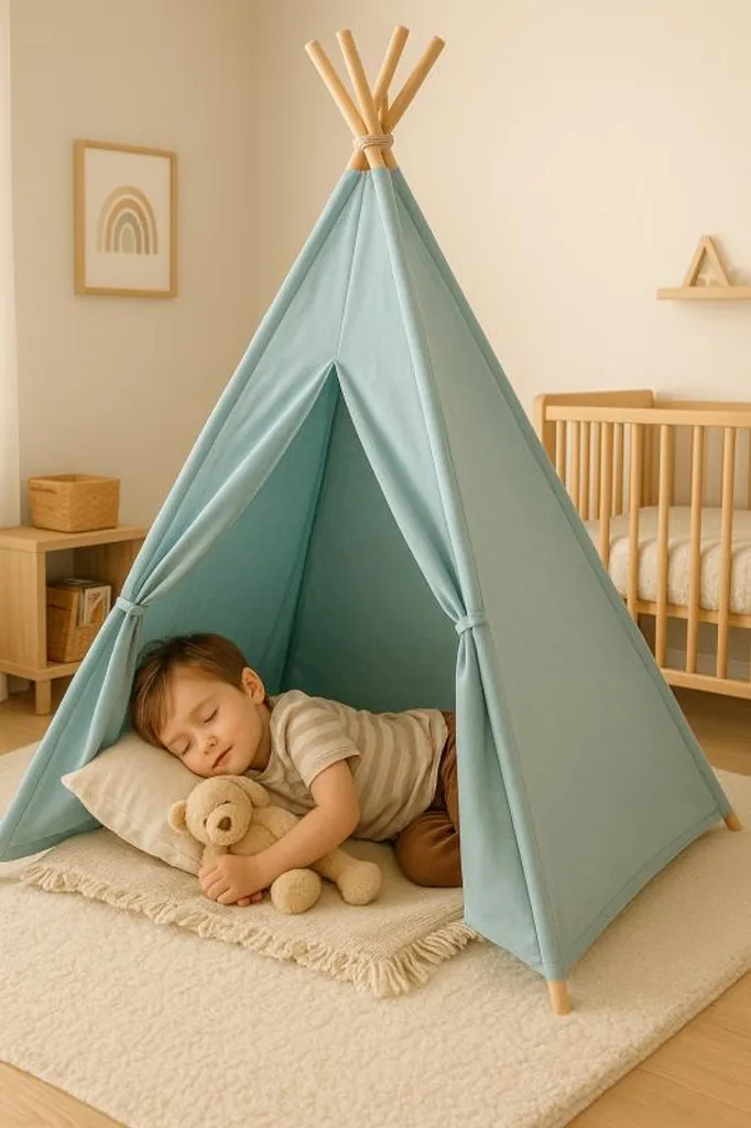 Tipi de Jeu Enfant Stable Bleu - La Solution pour une Chambre Rangée - 4