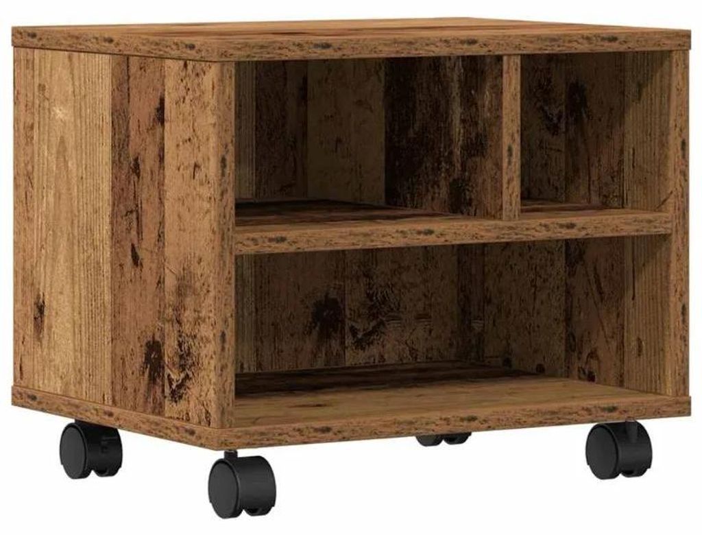 Antiker Holz Druckerständer - Druckertisch mit Rollen - 41x32x33,5 cm - Rustikales Design - Stabiler Holzwerkstoff - Mobile Büroablage