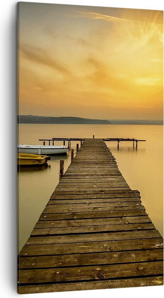 Bild auf Leinwand - Leinwandbild - See Brücke - 45x80cm - Wand Bild - Wanddeko - Wandbilder - Leinwanddruck - Bilder - Kunstdruck - Wanddekoration...