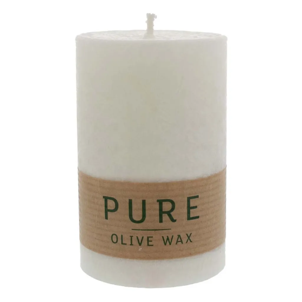 Bougie Pilier en Cire d'Olive Naturelle 90x60 mm - Set de 12 Pièces