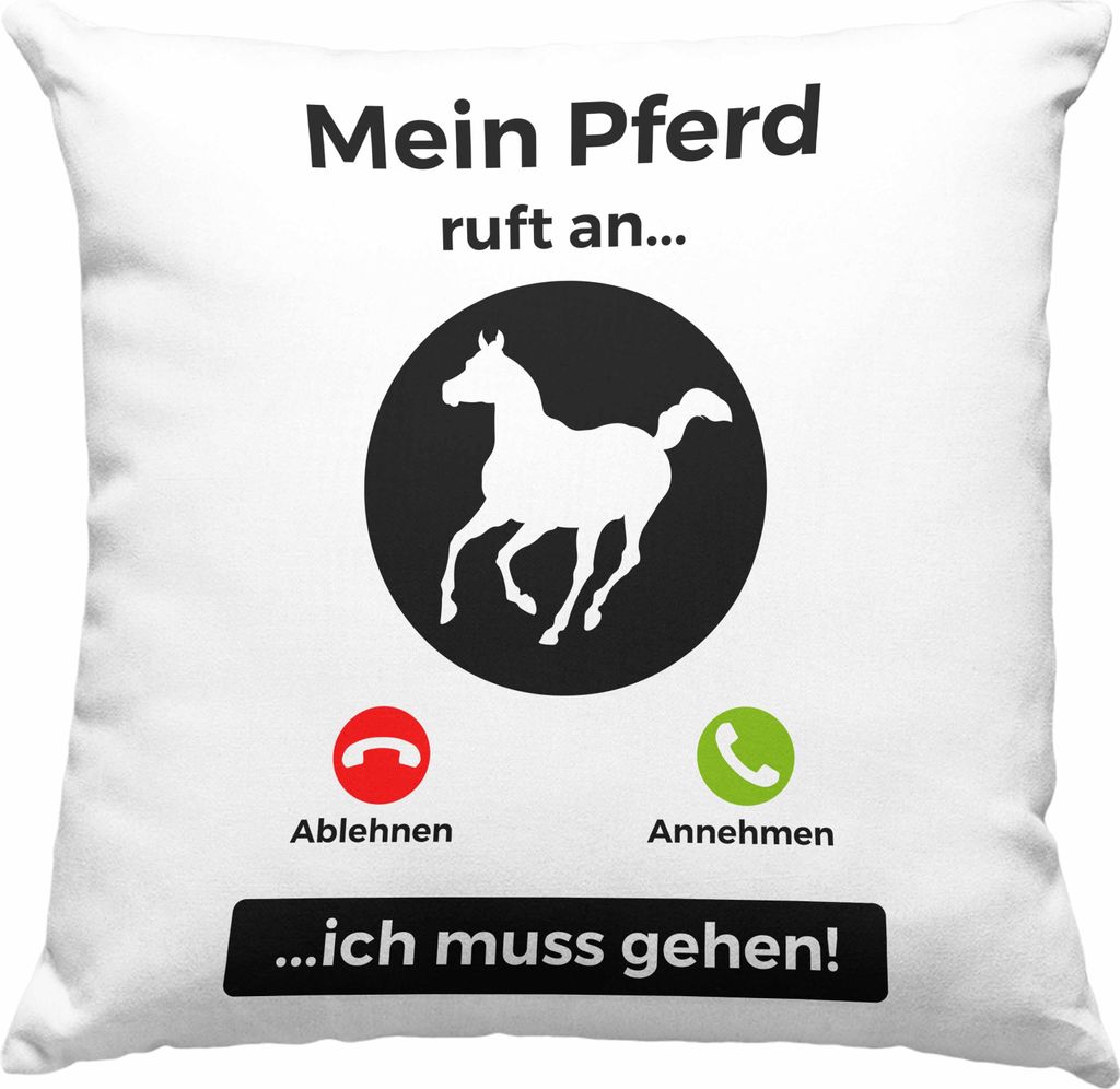 Trendation - Pferde Deko-Kissen mit Füllung 40x40 Geschenk Mädchen Reiten Geschenke Pferd Deko-Kissen mit Füllung 40x40 für Reiterin Pferdeflü...