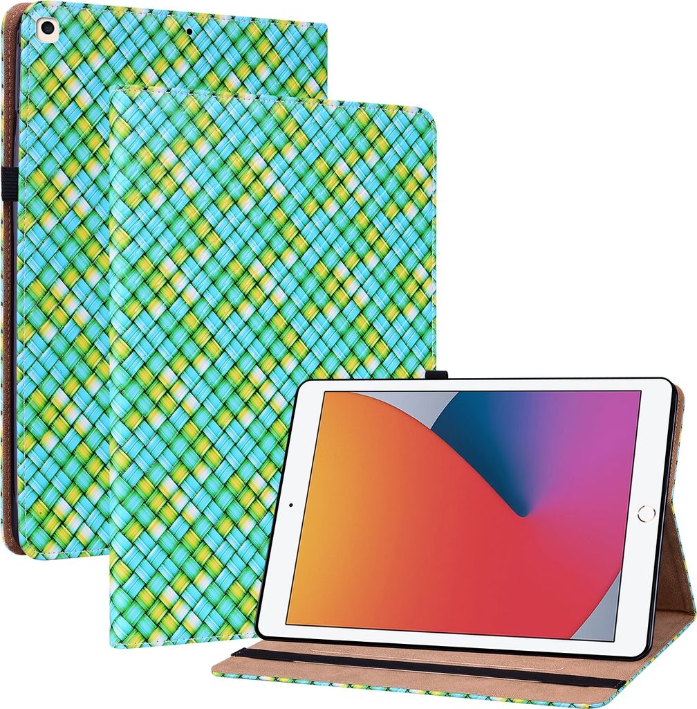 Für Apple iPad 10.2 7. / 8. / 9. Gen Grün Kunst Leder Hülle Tablet Tasche Etuis