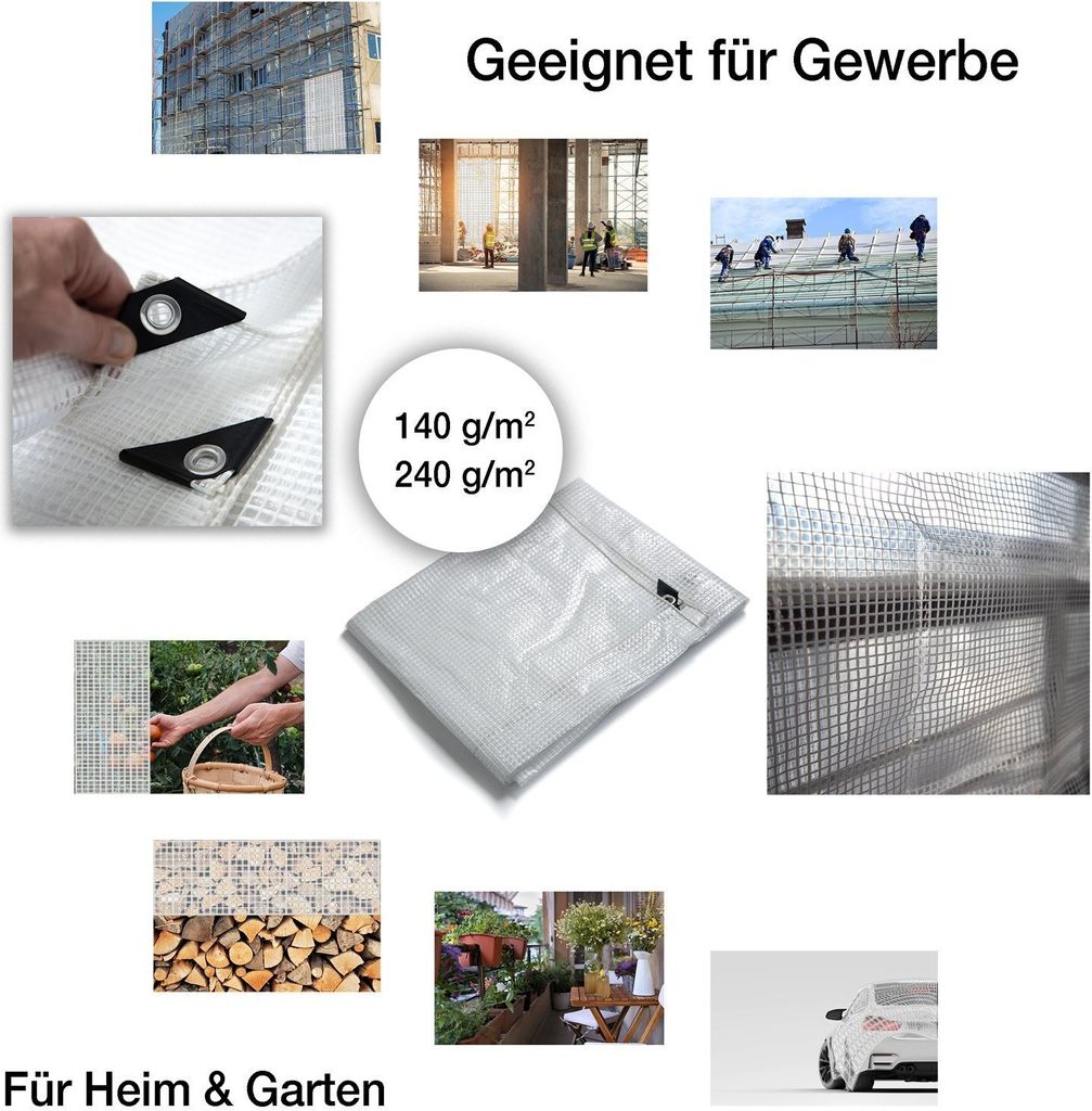 Plachta Leno 140 g/m² 4 x 6 m Bílá/Transparentní Obrázek produktu 3