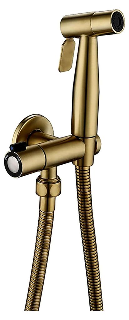 Hand-Bidet-Sprühgerät for die Toilette, gebürstetes Goldmessing, Badezimmer-Tuchwindel-Sprühset mit einzelnem Kaltwasser, wandmontiertes Toilet...