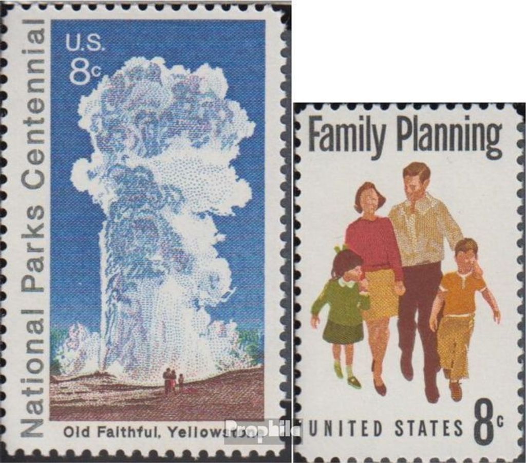 Briefmarken USA 1972 Mi 1060,1061 (kompl.Ausg.) postfrisch Yellowstone-Nationalpark