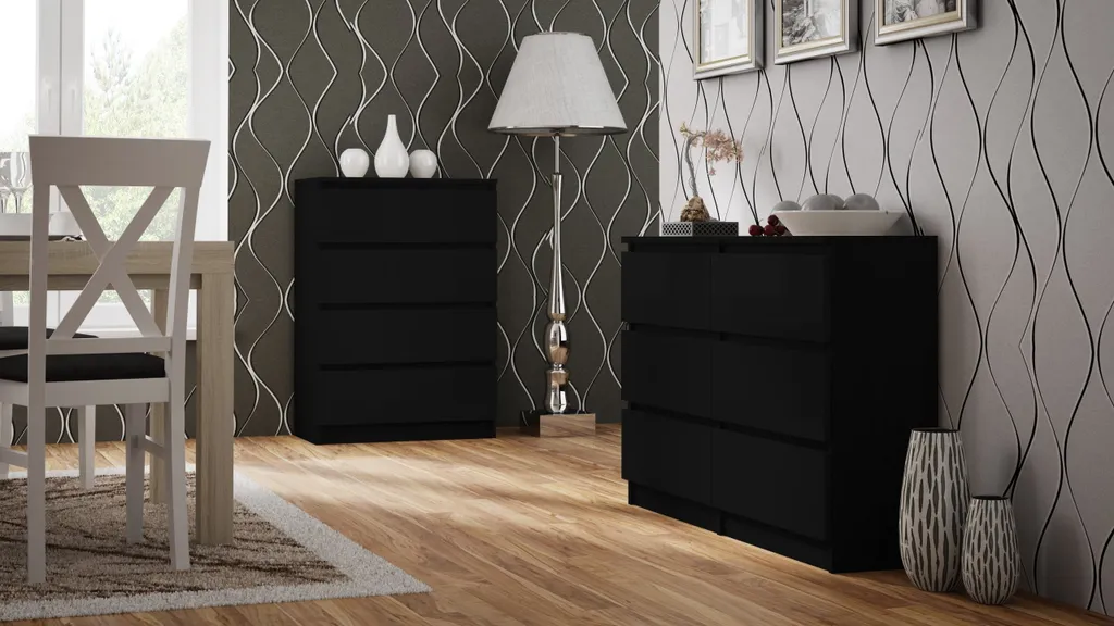 Commode étroite TAAVI noir style industriel pour petits espaces salon - 2