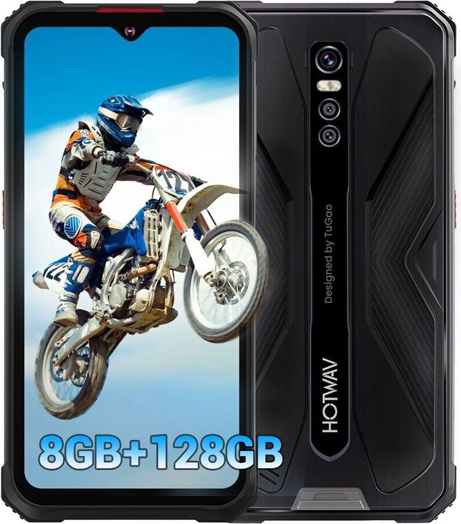 HOTWAV Cyber 9 Pro Outdoor Handy Ohne Vertrag 8GB+128GB 7500mAh 6.3" 48MP Dual 4G Robuste Smartphone Android 11, Schwarz