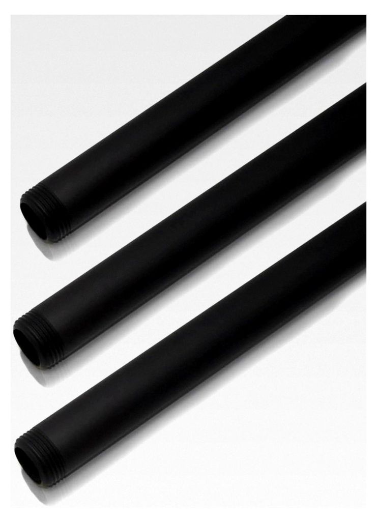 Temperguss Rohr 100 cm DIY Fitting für Möbel Kleiderstange im Industrial Design 3/4 Zoll Wasserrohr Schwarz