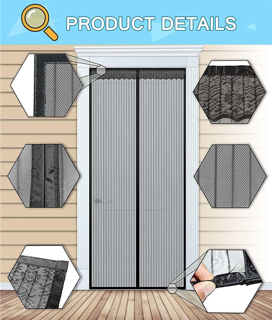 CHENG Magnétique Moustiquaire Porte Rideau, Rideau Porte Anti Insectes, Facile Ouvrir Et Fermer La Conception, Facile à Installer, For Le Salon/Porte Patio - Noir 145x220cm(57x86inch