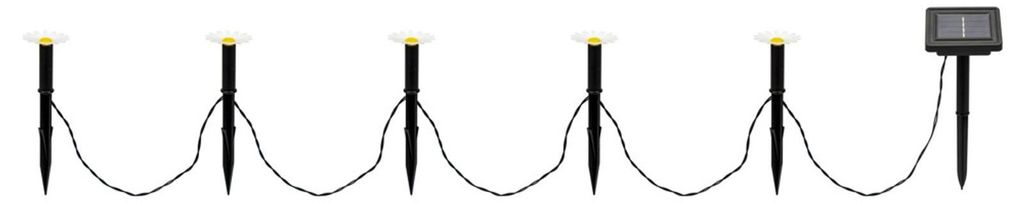 Solar Lichterkette Gänseblümchen mit 5 LED warmweiß IP44 inkl Akku und Erdspieß 12er Pack – dekorative Gartenbeleuchtung für Außenbereich u...