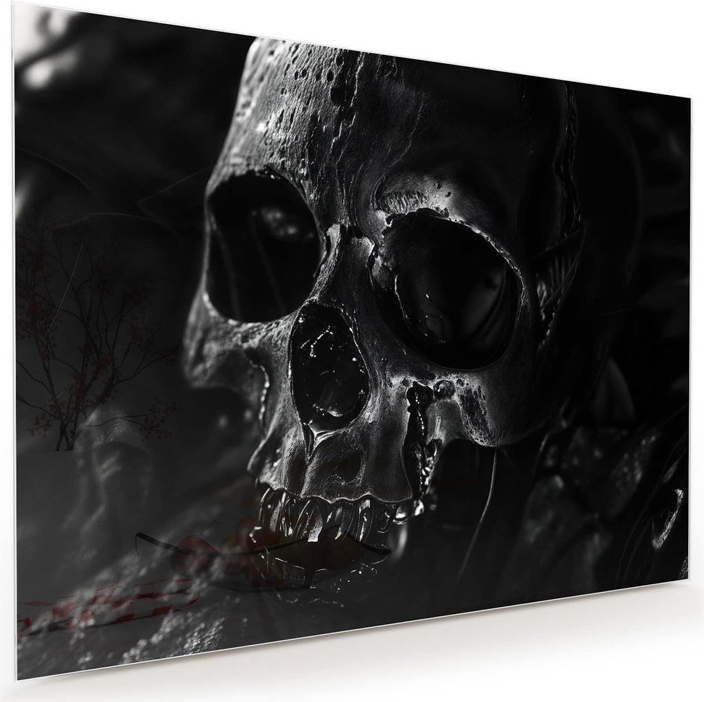 Glasbild 120x90cm in XXL für Wohnzimmer, Schlafzimmer Motiv Schädelaufnahme