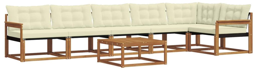 vidaXL Outdoor-Sofagarnitur mit Kissen 7 pcs Natur und Creme