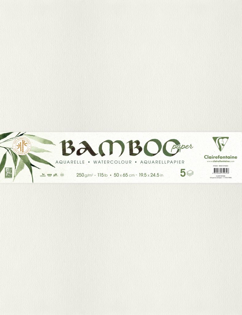 Clairefontaine Bamboo, Packung mit 5 Bogen Bambuspapier, 50x65 cm, 250g 975932C