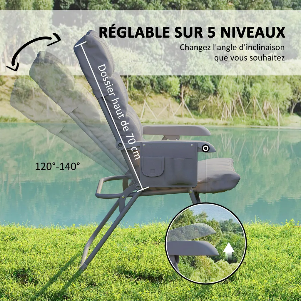 Chaise de Pêche Ergonomique et Fauteuil de Camping Pliant - 6