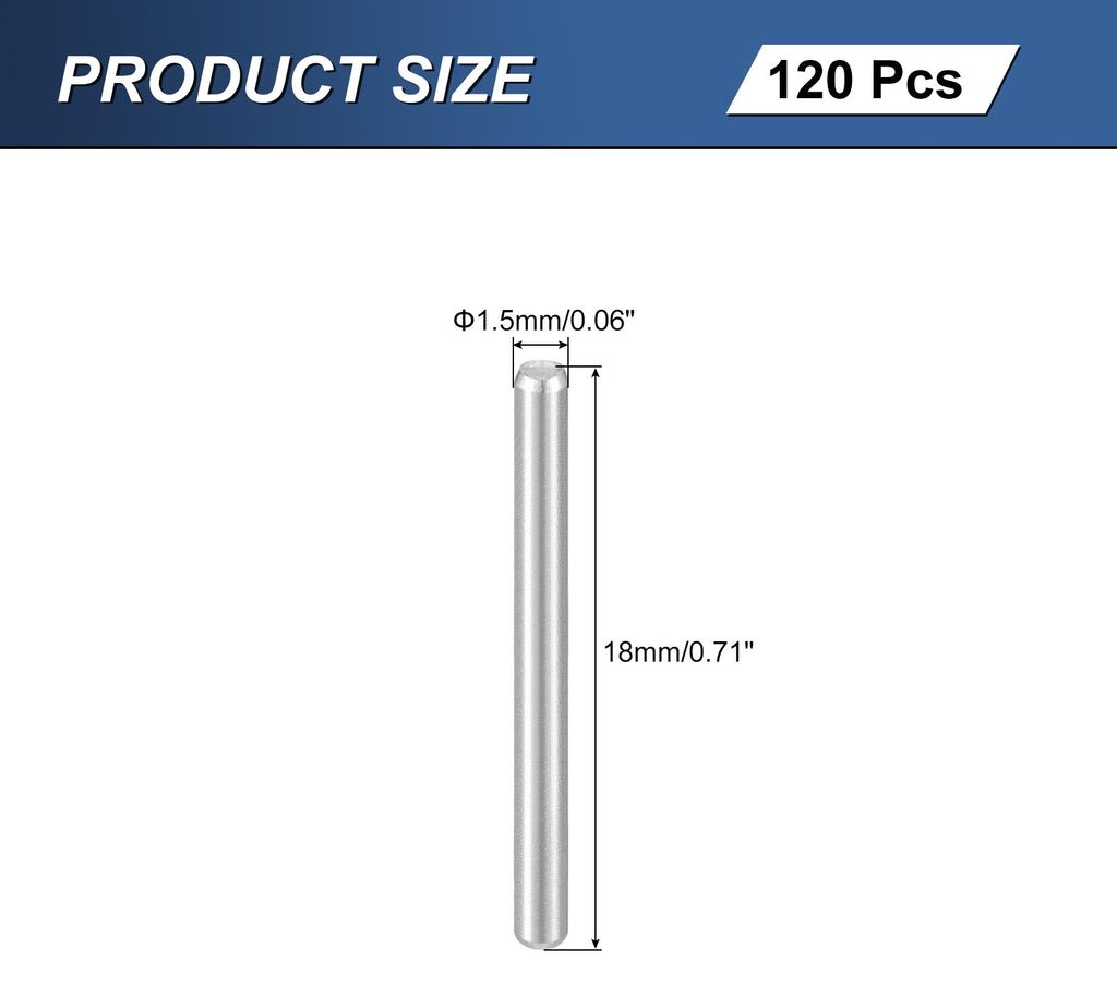 120 Stš¹ck M1,5 x 18mm 304 Edelstahl Zylinderstift, Zylindrischer Regalstš¹tzstift Parallelstiftbefestiger fš¹r mechanische Fertigung, Indust...