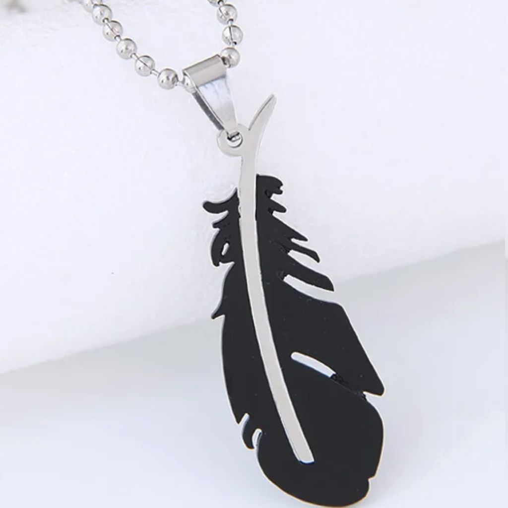 Halskette SI-34160 Feather - Eleganz in Schwarz KP34160 Produktbild 