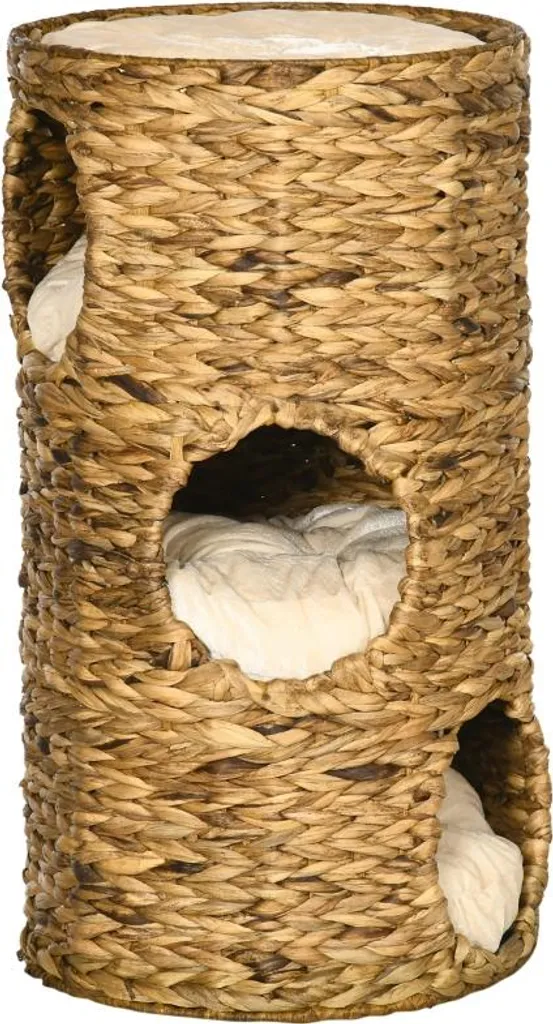 Fortuna Lai Nichoir Chat 3 Niveaux Bohème 40x40x73cm Marron et Blanc