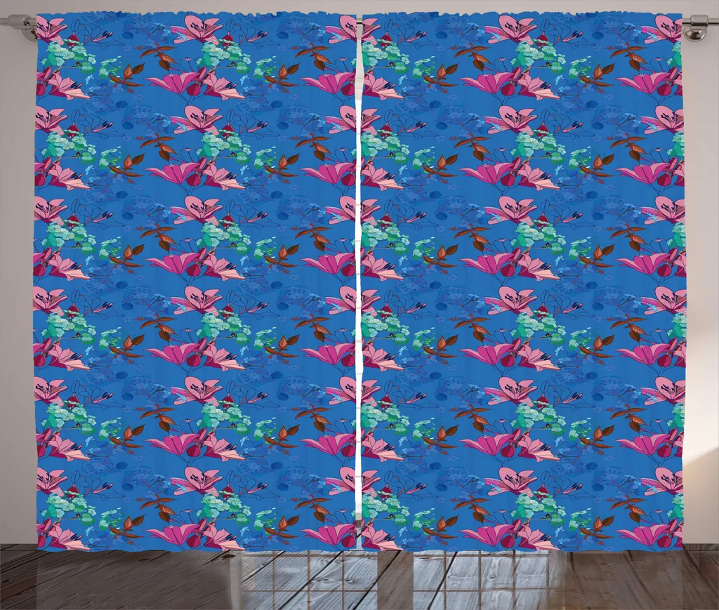 Tenda ABAKUHAUS Fiori e Gigli Blu 280x175 cm | Arredo Casa Moderno