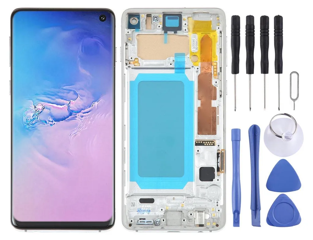 Écran LCD Samsung S10 G973 Argent avec Cadre Argenté et Tactile Intégré