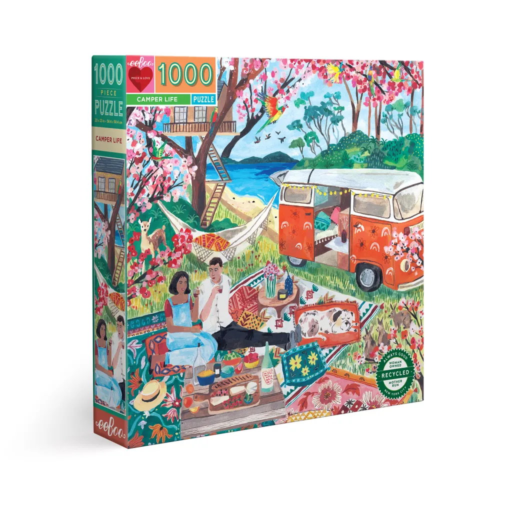Puzzle eeBoo carré La vie en camping-car 1000 pièces pour passionnés