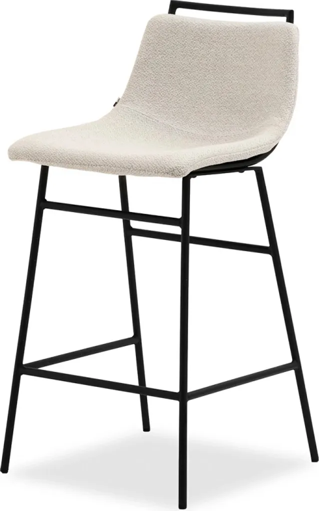 Tabouret de bar rembourré LATIFA crème et noir - Confort Assise Premium