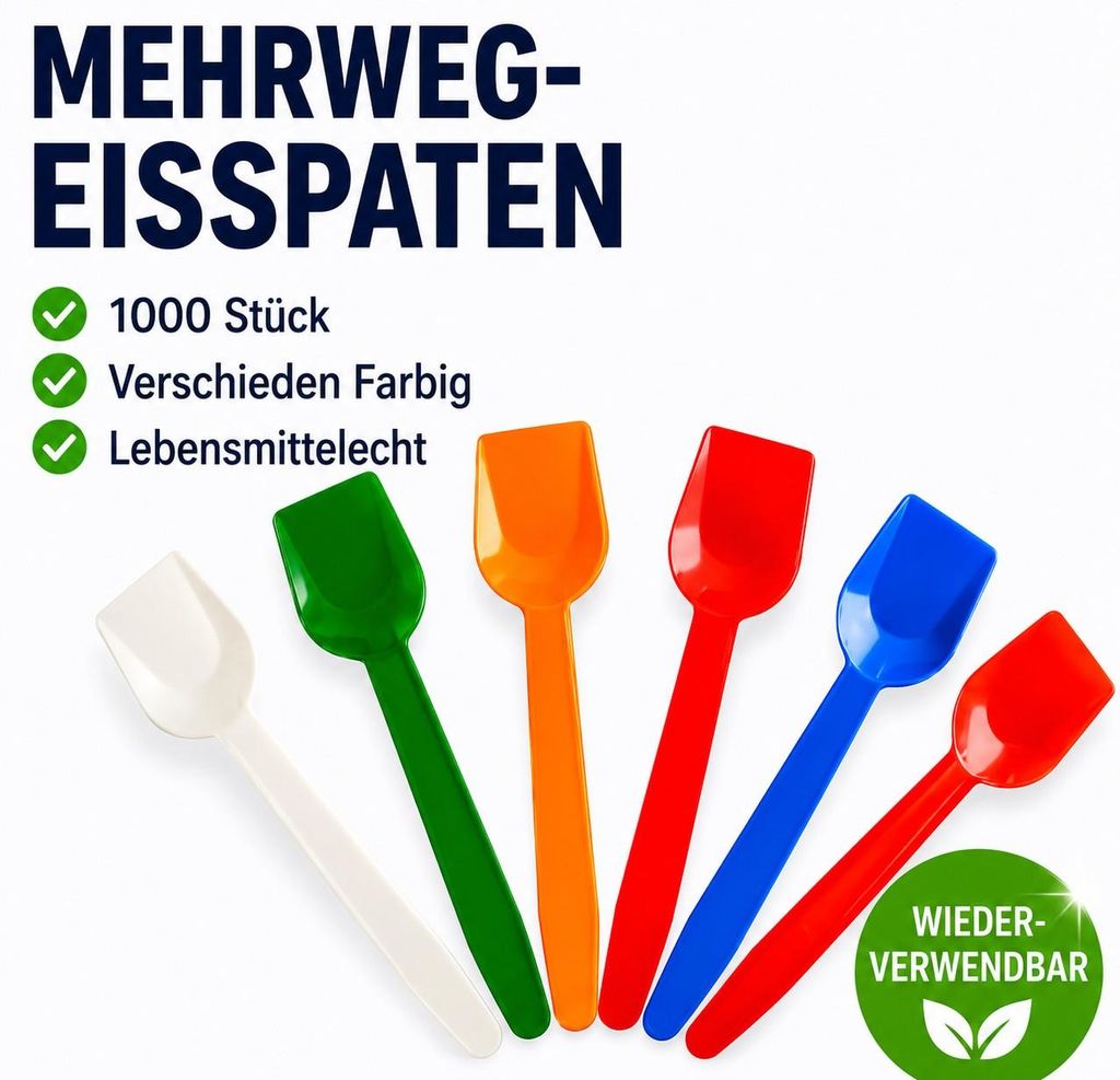 1.000 Mehrweg Eisspaten Eislöffel bunt gemischt 9,5 cm lang Produktbild 
